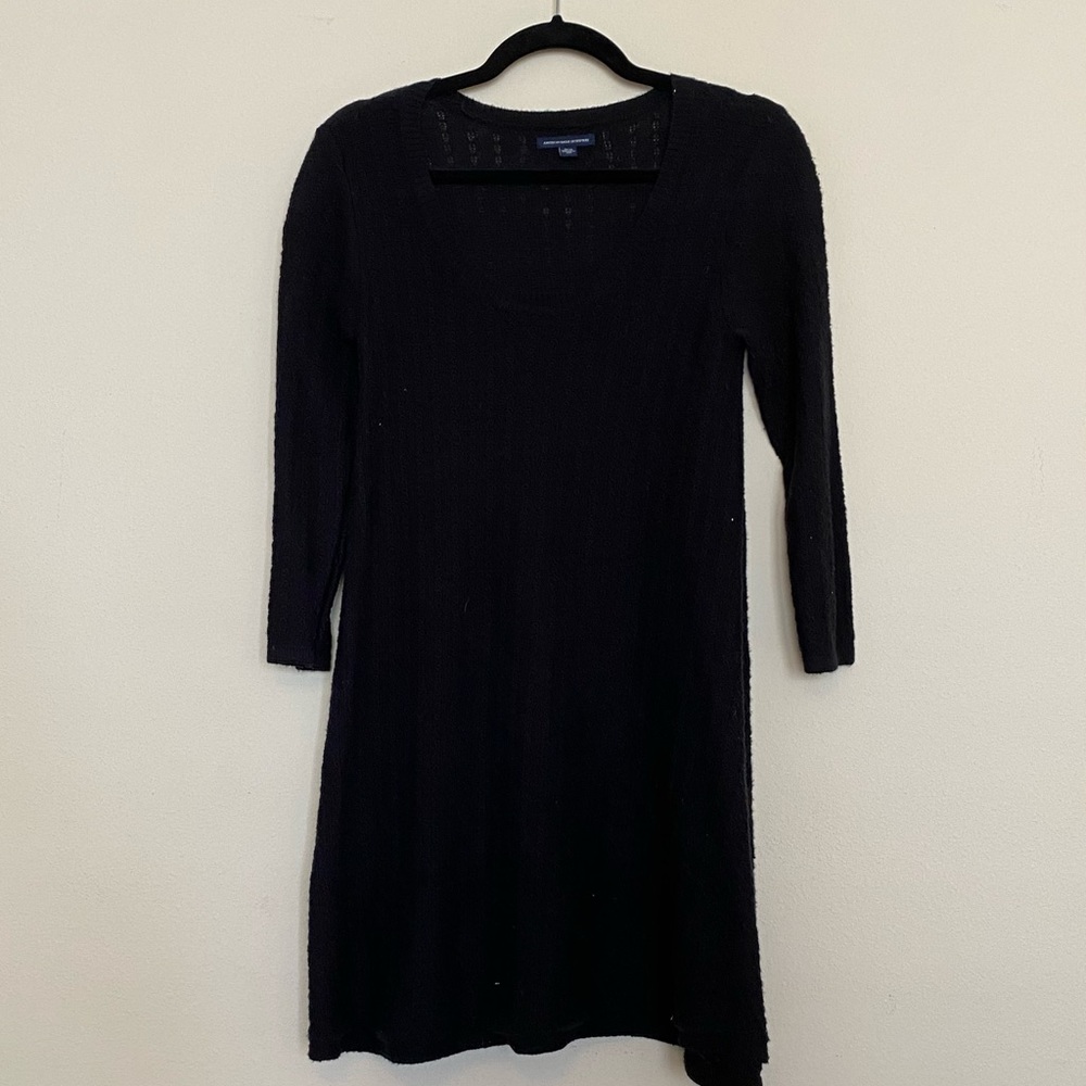Black scoop neck sweater dress